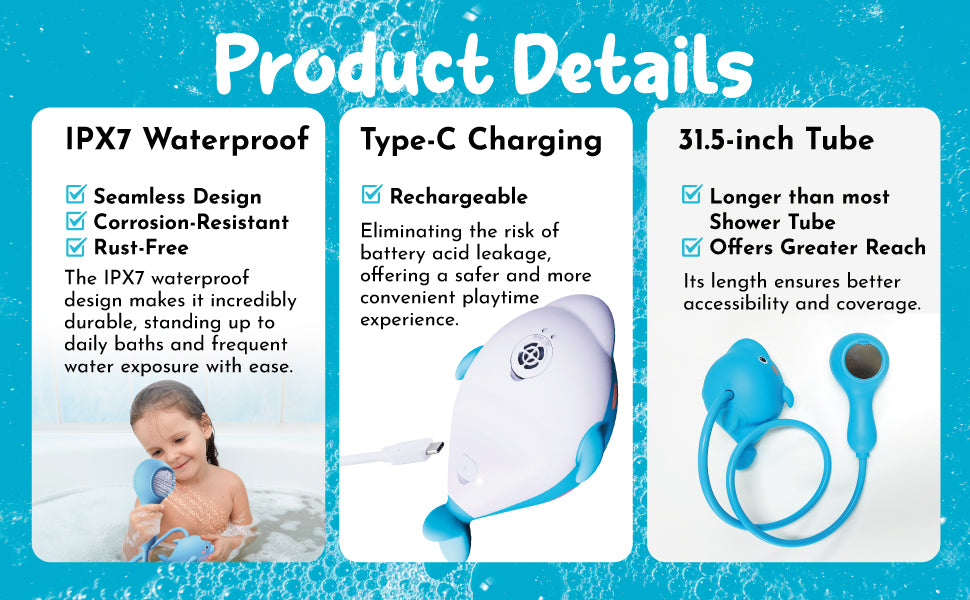 Lunobaby Rechargeable Baby Bath Shower Head